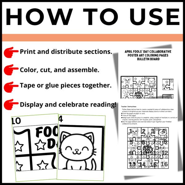 April Fools' Day Collaborative Poster Art Coloring Pages | Bulletin Board set 2 - Image 3