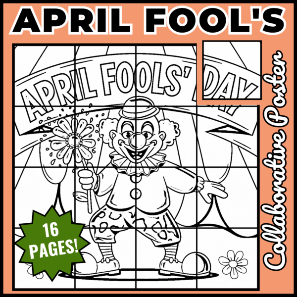 April Fools' Day Collaborative Poster Art Coloring Pages | Bulletin Board set 4