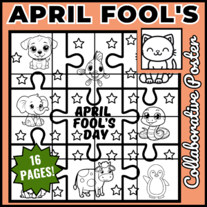 April Fools' Day Collaborative Poster Art Coloring Pages | Bulletin Board set 2