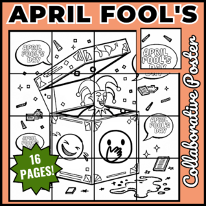 April Fools' Day Collaborative Poster Art Coloring Pages | Bulletin Board set 3