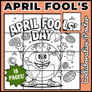 April Fools' Day Collaborative Poster Art Coloring Pages | Bulletin Board set 1