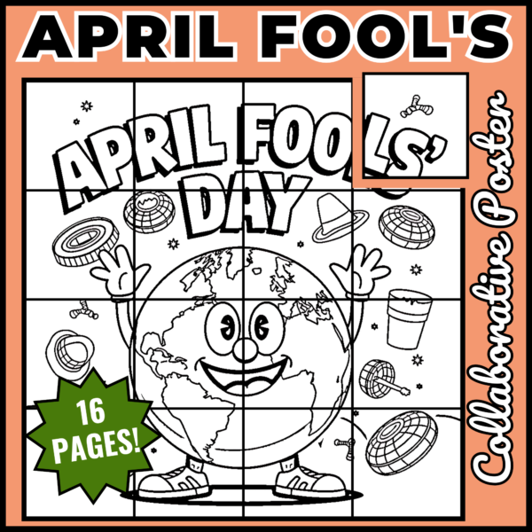 April Fools' Day Collaborative Poster Art Coloring Pages | Bulletin Board set 1