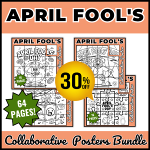April Fools' Day Collaborative Poster Art Coloring Pages Bundle