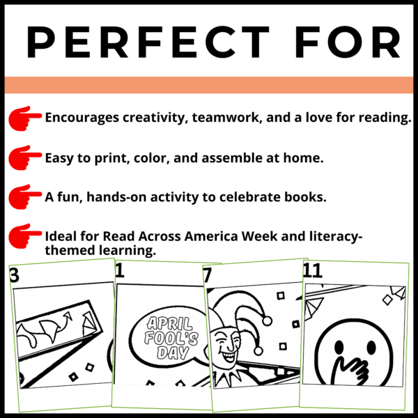 April Fools' Day Collaborative Poster Art Coloring Pages | Bulletin Board set 3 - Image 3