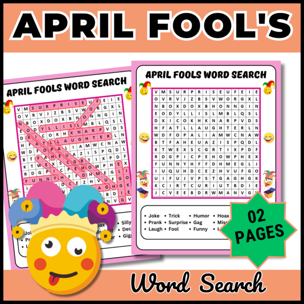 April Fools' Day Prank Activity: Fake Word Search, Unsolvable Word Search Spring