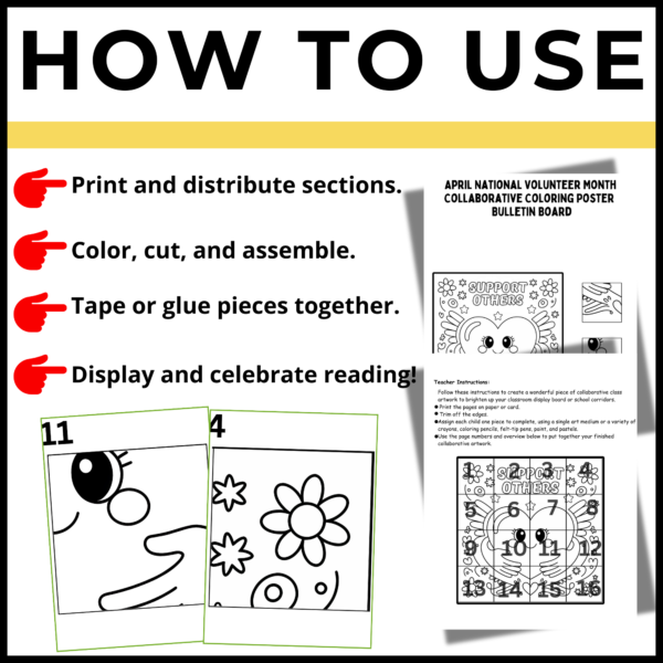 April National Volunteer Month Collaborative Coloring Poster Bulletin Board Set2 - Image 2
