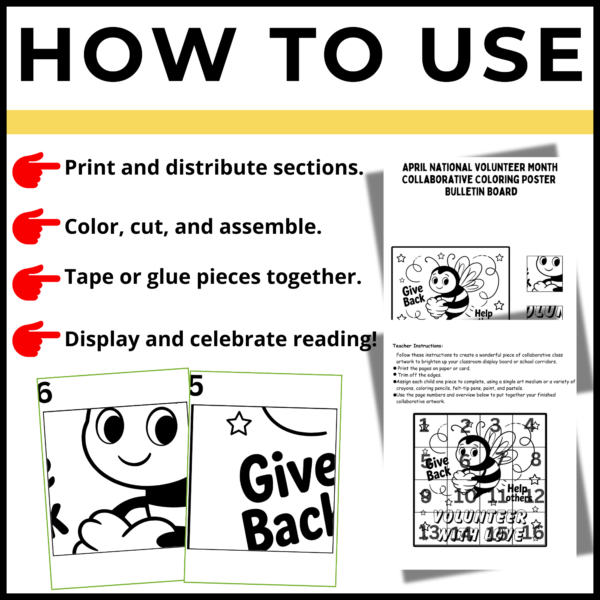 April National Volunteer Month Collaborative Coloring Poster Bulletin Board Set1 - Image 2