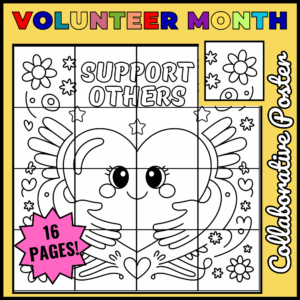 April National Volunteer Month Collaborative Coloring Poster Bulletin Board Set2