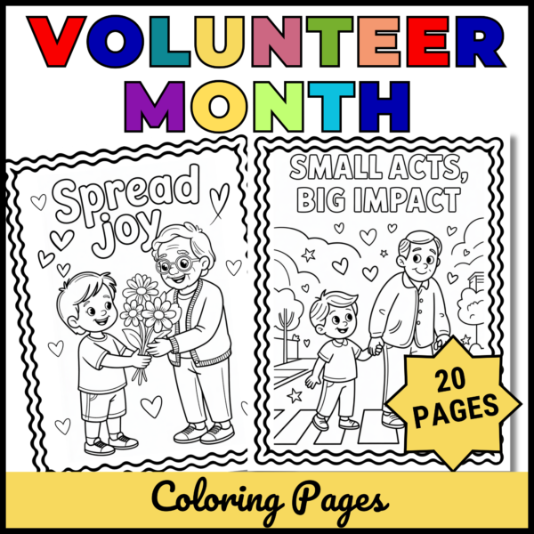 April National Volunteer Month Coloring Pages | Volunteer Week Coloring Sheets