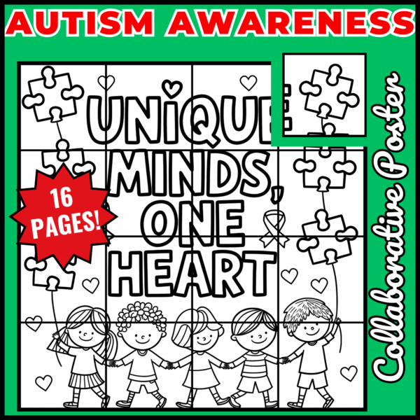 National Autism Awareness Month Collaborative Coloring Posters Bundle - Image 5
