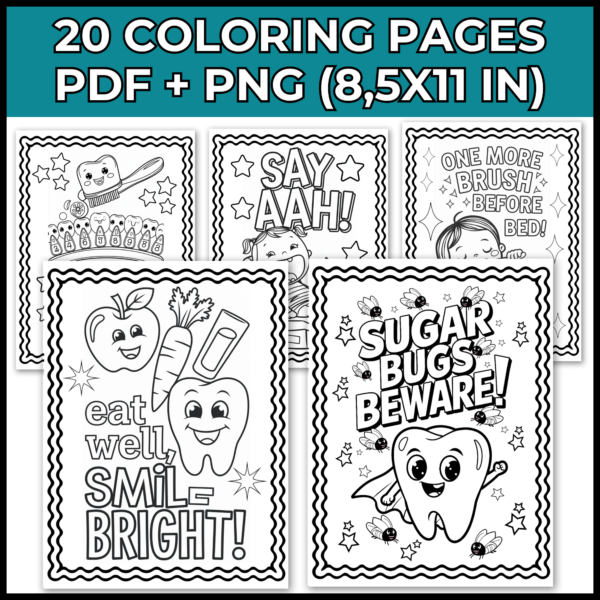 Dental Health Month Coloring Pages | October Dental Health Coloring Sheets - Image 2