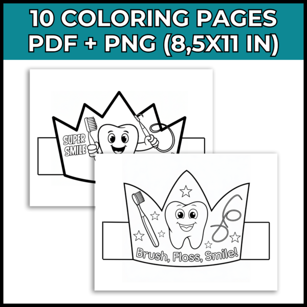 Dental Health Month Hygiene Craft Crowns | March National Dentist's Day Hat - Image 2