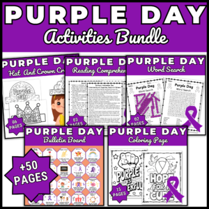 Epilepsy Awareness Day Activities Bundle | Purple Ribbon Coloring Pages & Crafts