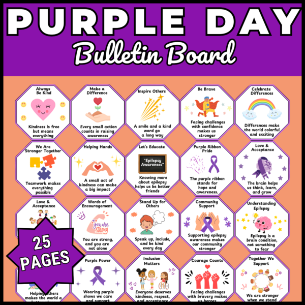 Epilepsy Awareness Day Bulletin Board | Purple Ribbon Classroom Decor Ideas