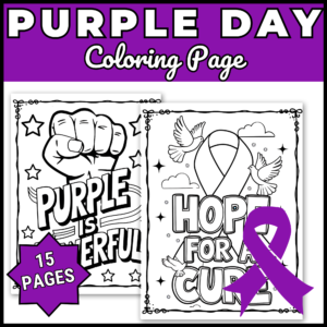Epilepsy Awareness Day Coloring Pages | Purple Ribbon Coloring Sheets