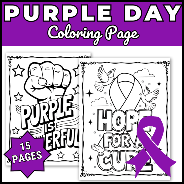 Epilepsy Awareness Day Coloring Pages | Purple Ribbon Coloring Sheets