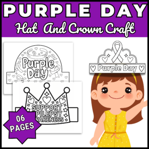 Epilepsy Awareness Day Hat/Crown Craft: Purple Ribbon Headband Coloring Activity
