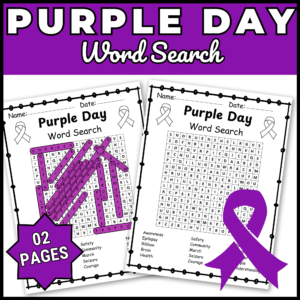 Epilepsy Awareness Day Word Search | Purple Ribbon Day Game