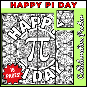 March Pi Day Collaborative Coloring Art Poster Bulletin Board