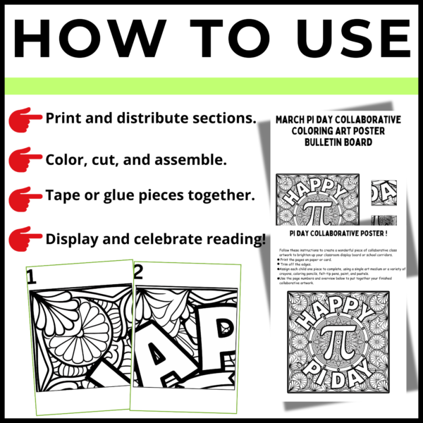 March Pi Day Collaborative Coloring Art Poster Bulletin Board - Image 2