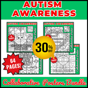 National Autism Awareness Month Collaborative Coloring Posters Bundle