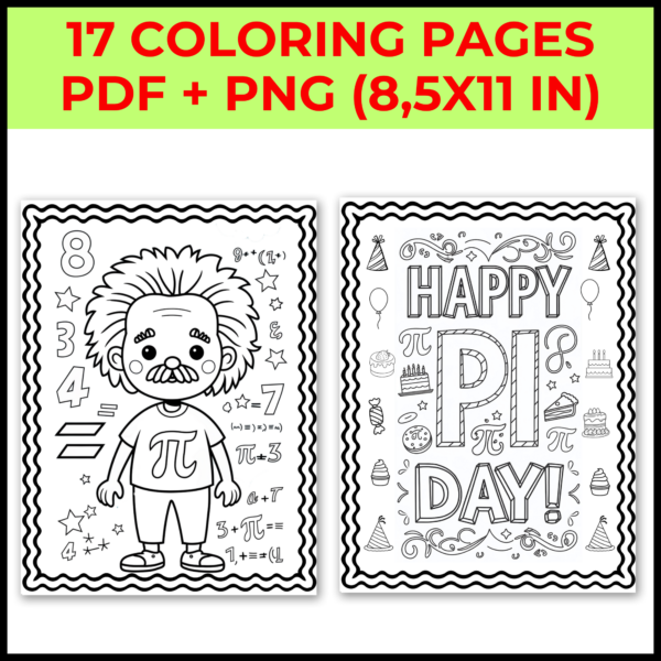 Pi Day Coloring Pages Worksheets Activity Pi Day Math Activities Bulletin Board - Image 3