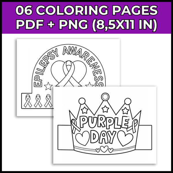 Epilepsy Awareness Day Hat/Crown Craft: Purple Ribbon Headband Coloring Activity - Image 3