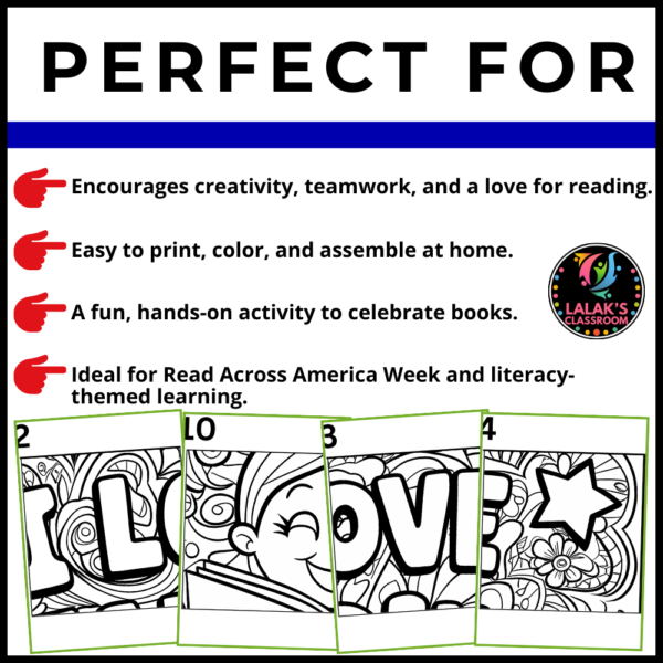 Read Across America Day: Collaborative Poster & Coloring Pages set 1 - Image 3