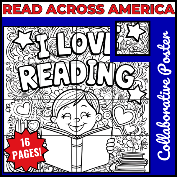March Reading Across America Day Collaborative Coloring Posters Bundle - Image 2