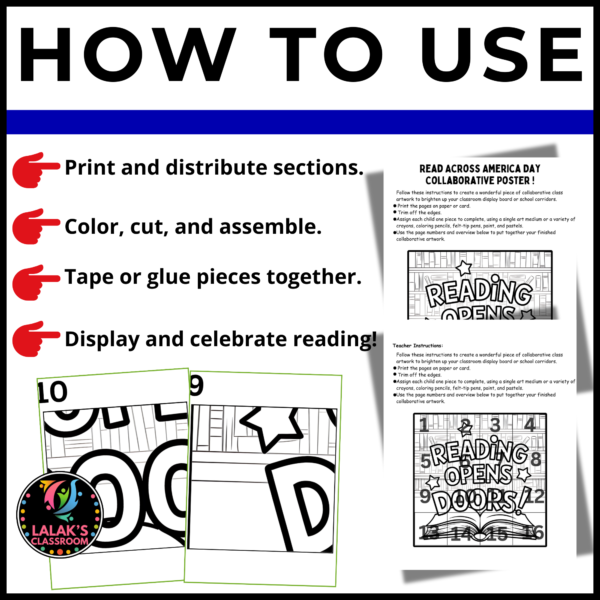 Read Across America Day: Collaborative Poster & Coloring Pages set 3 - Image 2
