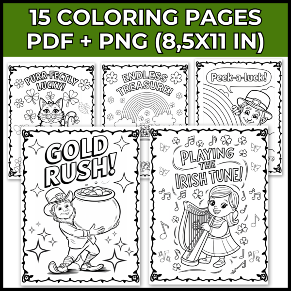St. Patrick's Day Coloring Pages | St. Patty's & March Fun Activities | Spring - Image 3