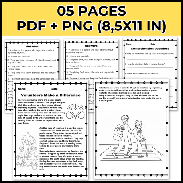 April National Volunteer Month Reading Comprehension Passage & Questions - Image 2