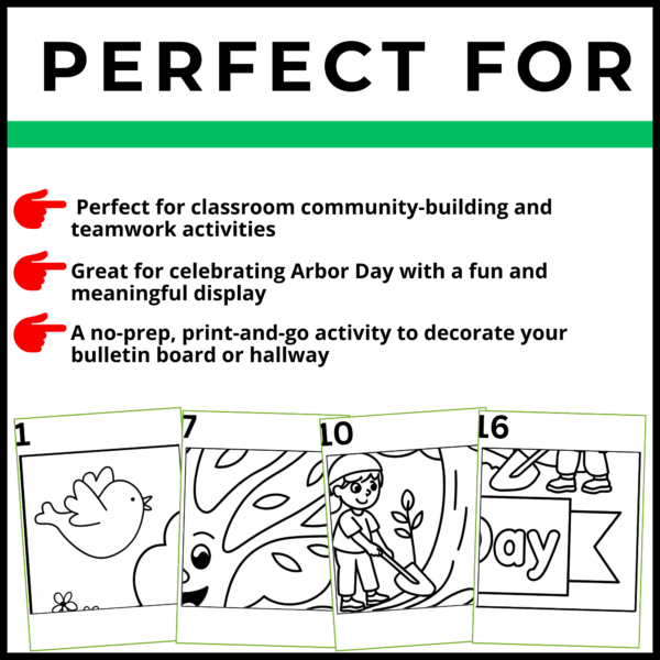 Arbor Day coloring pages activities Collaborative Poster Bulletin Board set1 - Image 3