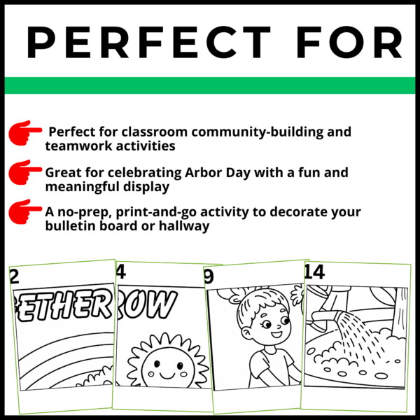 Arbor Day coloring pages activities Collaborative Poster Bulletin Board set2 - Image 2