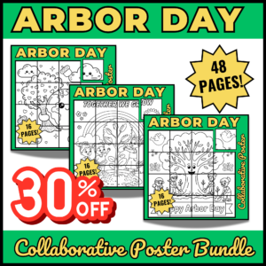 Arbor Day coloring pages activities Collaborative Poster Bulletin Board Bundle