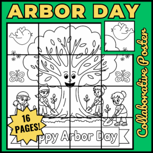 Arbor Day coloring pages activities Collaborative Poster Bulletin Board set1