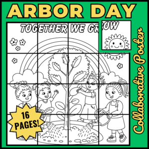Arbor Day coloring pages activities Collaborative Poster Bulletin Board set2
