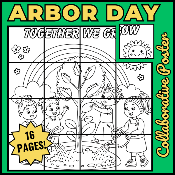 Arbor Day coloring pages activities Collaborative Poster Bulletin Board Bundle - Image 3