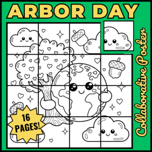 Arbor Day coloring pages activities Collaborative Poster Bulletin Board set3