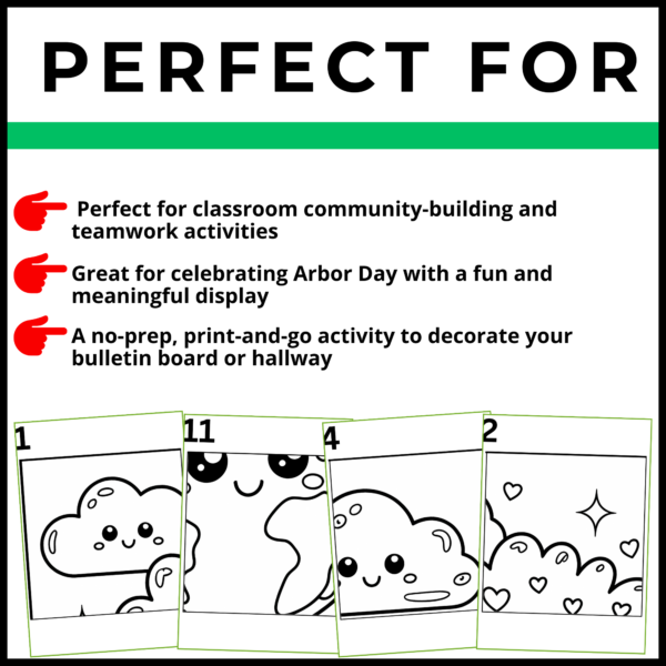 Arbor Day coloring pages activities Collaborative Poster Bulletin Board set3 - Image 3