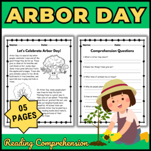 Arbor day reading comprehension passage and questions activities