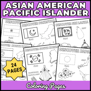 Asian American Pacific Islander Heritage Month Country Flags &Map Coloring Pages