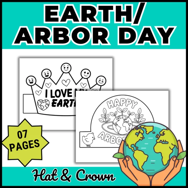 Earth Day Activities Bundle: Coloring/ Hat & Crown Template/ Protect the Planet - Image 3