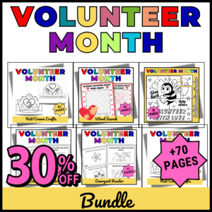 National Volunteer Month Activities Bundle: Coloring Pages, Craft and more