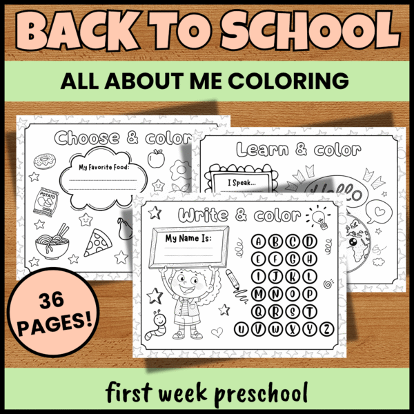 All About Me Coloring Pages for Preschool | First Week Activity