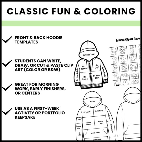 All About Me Clothes Bundle | Hoodie, T-Shirt & Sneaker Worksheets & Activities - Image 3