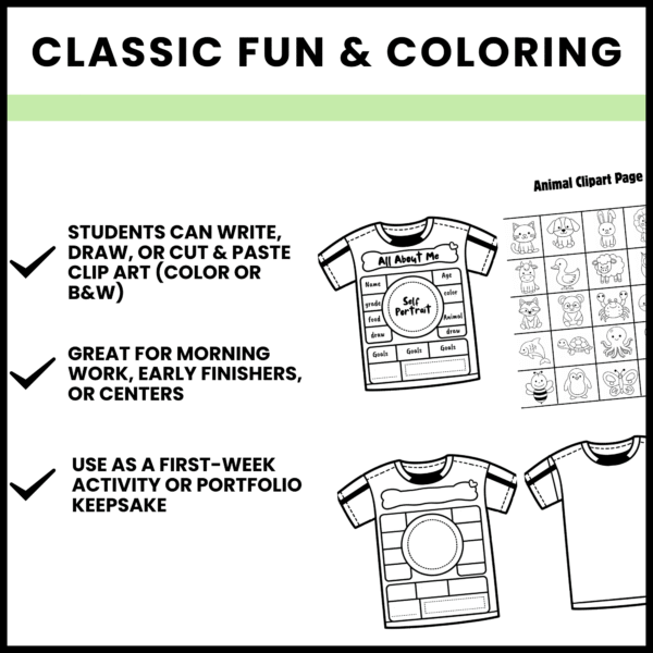 All About Me T-Shirt Craft & Writing Prompt Worksheets | Bulletin Board - Image 2