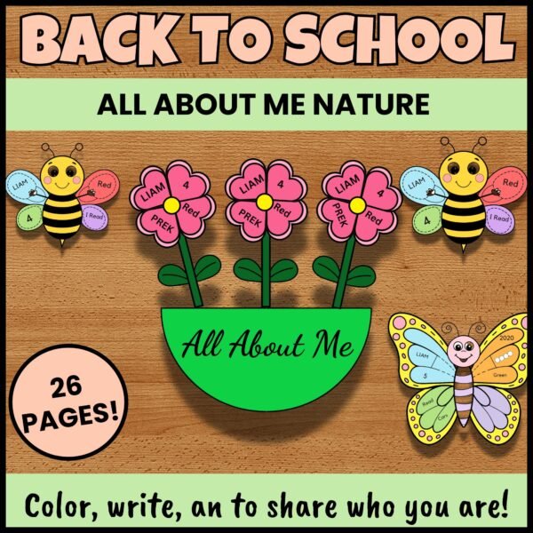 Back to School All About Me Nature, Flower Craft | Bumble Bee, Butterfly