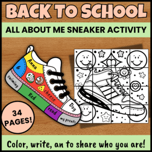 all about me sneaker | worksheets, writing prompt | poster ,bulletin board
